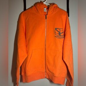 SnowDay Size M Orange Full Zip Hoodie. Chest, Back and Sleeve Hits. NWT